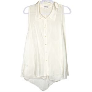 BCBGeneration Cream Collared Button Down Tank Blouse Size Large